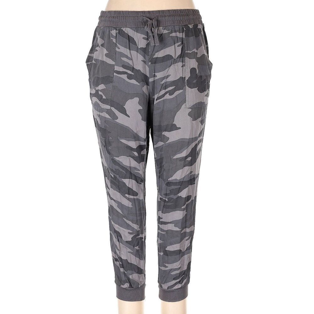 Splendid Women’s XL Rayon Lightweight Casual Camo Joggers Grayish Green